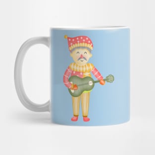 Cute santa claus boy playing guitar Mug